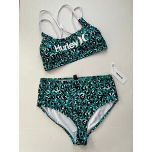 NWT Hurley Two piece Bikini Swimsuit, Animal Print 1x